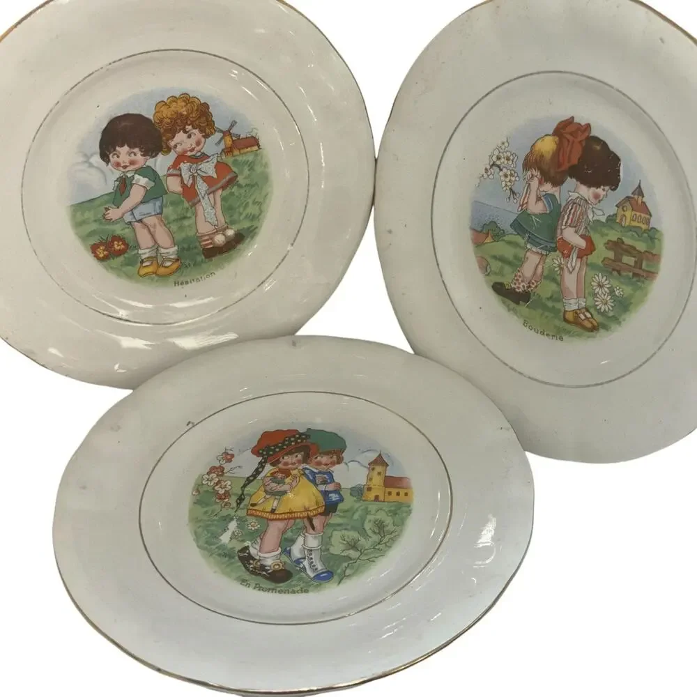 Childrens Antique Plates Made in France Whimsical